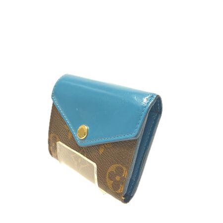  LOUIS VUITTON ルイヴィトン レディース 三つ折り財布 コンパクトウォレット モノグラム ポルトフォイユ ゾエ M63881 ブラウン×ブルー