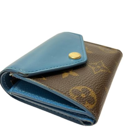  LOUIS VUITTON ルイヴィトン レディース 三つ折り財布 コンパクトウォレット モノグラム ポルトフォイユ ゾエ M63881 ブラウン×ブルー