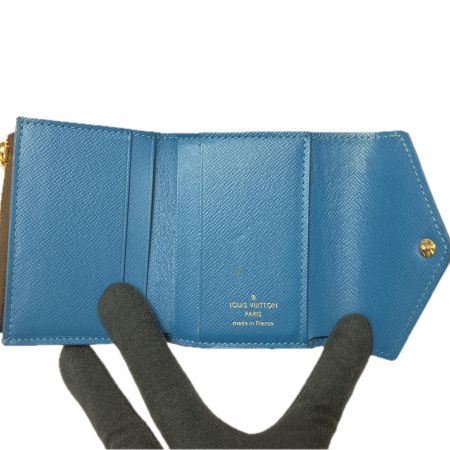  LOUIS VUITTON ルイヴィトン レディース 三つ折り財布 コンパクトウォレット モノグラム ポルトフォイユ ゾエ M63881 ブラウン×ブルー