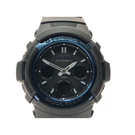  CASIO カシオ メンズ腕時計 電波ソーラー デジアナウォッチ G-SHOCK Gショック AWG-M100A ブラック×ブルー