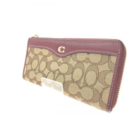  COACH コーチ レディース 長財布 L字ファスナー アウトレット シグネチャー キャンバス×レザー F34790 ブラウン