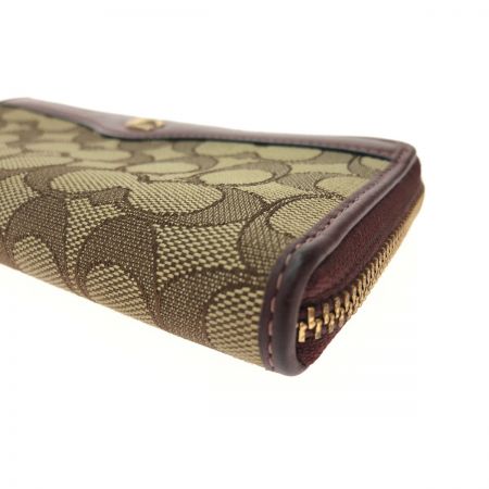 COACH コーチ レディース 長財布 L字ファスナー アウトレット シグネチャー キャンバス×レザー F34790 ブラウン