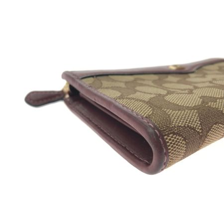  COACH コーチ レディース 長財布 L字ファスナー アウトレット シグネチャー キャンバス×レザー F34790 ブラウン