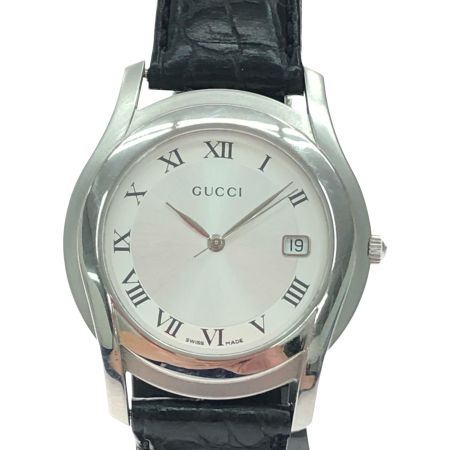  GUCCI グッチ メンズ腕時計 ボーイズ クオーツ デイト ローマ数字 ホワイト文字盤 5500M