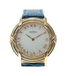▼▼ HERMES エルメス レディース腕時計 クオーツ Ruban ルバン ホワイト文字盤 K18 金無垢 総重量35.8g ベルト社外品 Bランク