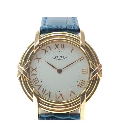  HERMES エルメス レディース腕時計 クオーツ Ruban ルバン ホワイト文字盤 K18 金無垢 総重量35.8g ベルト社外品