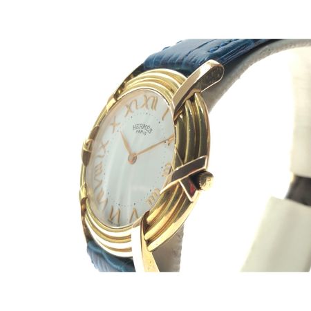  HERMES エルメス レディース腕時計 クオーツ Ruban ルバン ホワイト文字盤 K18 金無垢 総重量35.8g ベルト社外品