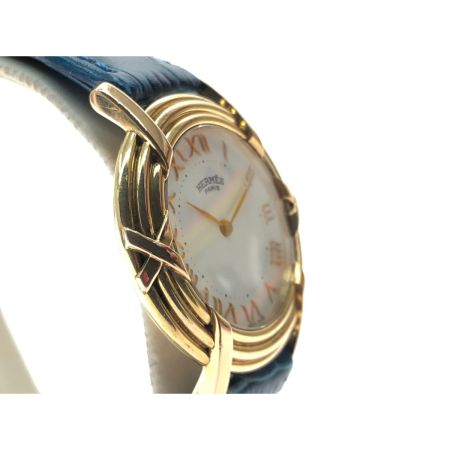  HERMES エルメス レディース腕時計 クオーツ Ruban ルバン ホワイト文字盤 K18 金無垢 総重量35.8g ベルト社外品