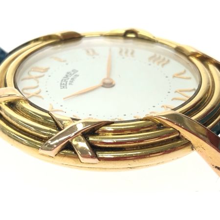  HERMES エルメス レディース腕時計 クオーツ Ruban ルバン ホワイト文字盤 K18 金無垢 総重量35.8g ベルト社外品