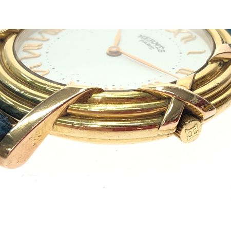  HERMES エルメス レディース腕時計 クオーツ Ruban ルバン ホワイト文字盤 K18 金無垢 総重量35.8g ベルト社外品