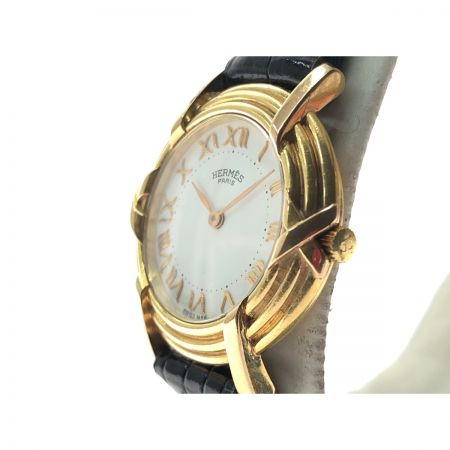  HERMES エルメス レディース腕時計 クオーツ Ruban ルバン ホワイト文字盤 K18 金無垢 総重量19.8g ベルト社外品