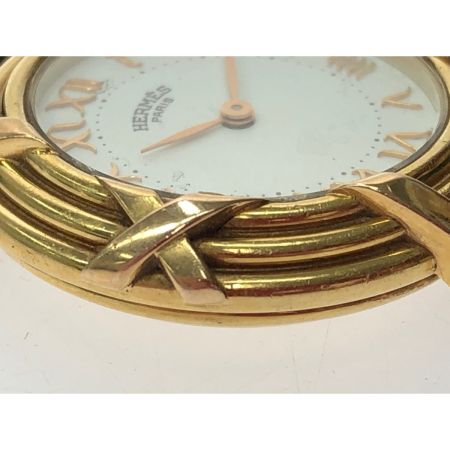  HERMES エルメス レディース腕時計 クオーツ Ruban ルバン ホワイト文字盤 K18 金無垢 総重量19.8g ベルト社外品