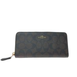 ▼▼ COACH コーチ レディース 長財布 ラウンドファスナー シグネチャー アウトレット F59267 ブラウン Aランク