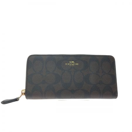  COACH コーチ レディース 長財布 ラウンドファスナー シグネチャー アウトレット F59267 ブラウン