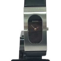 ▼▼ GUCCI グッチ レディース腕時計 クオーツ ブラック文字盤 レザーベルト 2400L Bランク