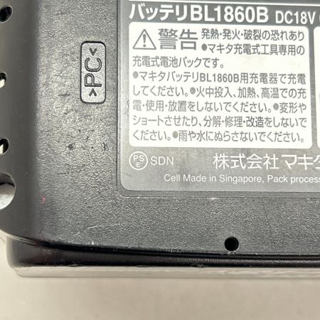  MAKITA マキタ バッテリー 充電回数(6回)/過放電(0%)/過負荷(0%) BL1860B