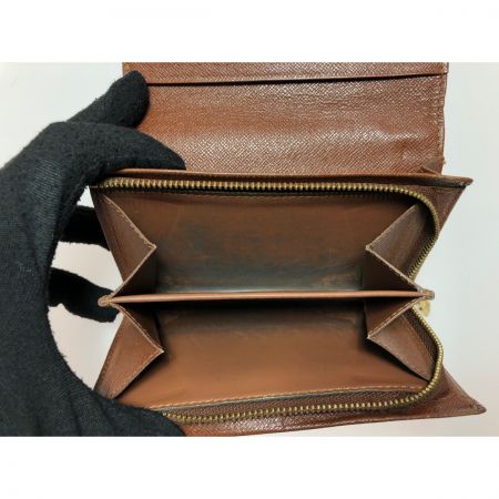  LOUIS VUITTON ルイヴィトン 二つ折り財布 L字ファスナー モノグラム ポルト モネ・ピエ トレゾール M61730 ブラウン