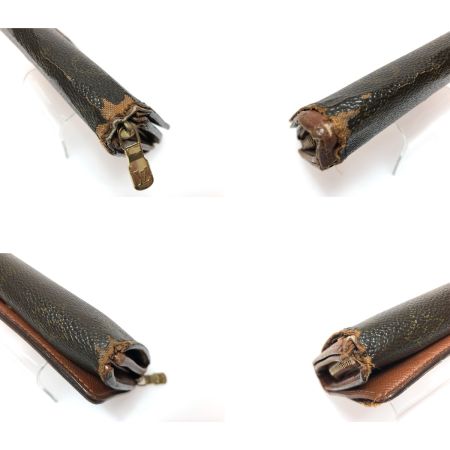  LOUIS VUITTON ルイヴィトン 二つ折り財布 L字ファスナー モノグラム ポルト モネ・ピエ トレゾール M61730 ブラウン