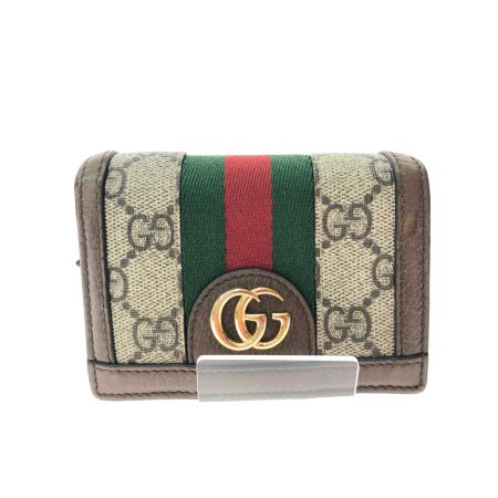  GUCCI グッチ レディース 二つ折り財布 コンパクトウォレット GGスプリーム オフィディア GG 523155・493075 ブラウン