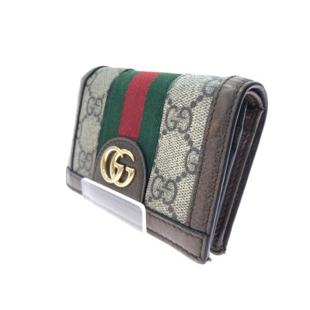  GUCCI グッチ レディース 二つ折り財布 コンパクトウォレット GGスプリーム オフィディア GG 523155・493075 ブラウン