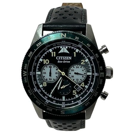  CITIZEN シチズン クロノグラフ ソーラー充電 レザー メンズ腕時計 CA4558-16E