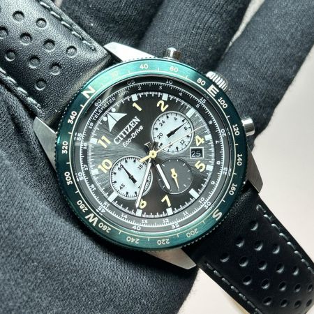  CITIZEN シチズン クロノグラフ ソーラー充電 レザー メンズ腕時計 CA4558-16E