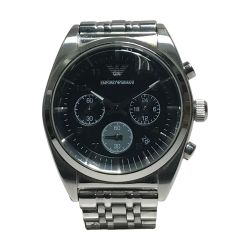 ▼▼ EMPORIO ARMANI エンポリオアルマーニ  腕時計 クロノグラフ ステンレススチール ブラック AR-0373 Bランク
