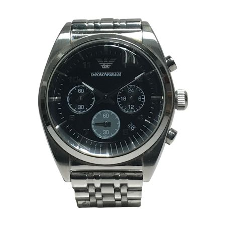  EMPORIO ARMANI エンポリオアルマーニ  腕時計 クロノグラフ ステンレススチール ブラック AR-0373