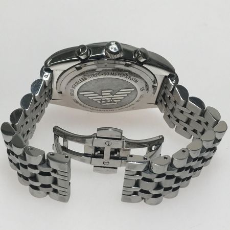  EMPORIO ARMANI エンポリオアルマーニ  腕時計 クロノグラフ ステンレススチール ブラック AR-0373