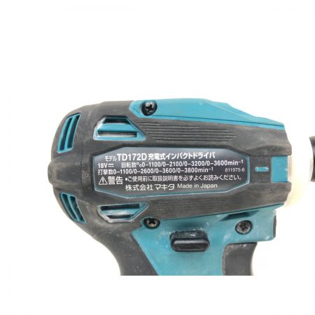  MAKITA マキタ 電動工具 コードレス式 18V 充電式インパクトドライバ 充電器・充電池2個・ケース付 TD172