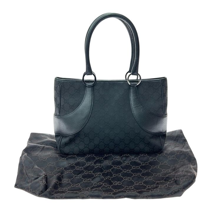 グッチ GUCCI GGキャンバス ハンドバッグ バッグ キャンバス レザー レディース ブラック系 113011 【中古】 GUCCI グッチ トートバッグ GGキャンバス レザー 113011 ブラック