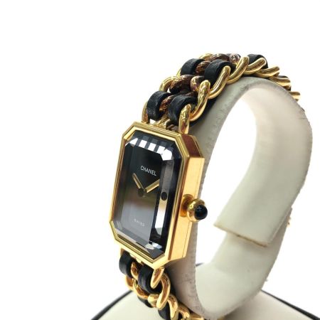  CHANEL シャネル レディース腕時計 クオーツ プルミエール Mサイズ ブラック文字盤  H0001 ゴールド