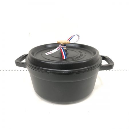  STAUB ストウブ 鍋 ピコ ココット ラウンド 22cmホーロー鍋 IH対応 両手鍋  1102225 ブラック