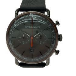 ▼▼ EMPORIO ARMANI エンポリオアルマーニ メンズ腕時計 クオーツ クロノグラフ Aviator アビエーター AR-11168 ブラック Aランク