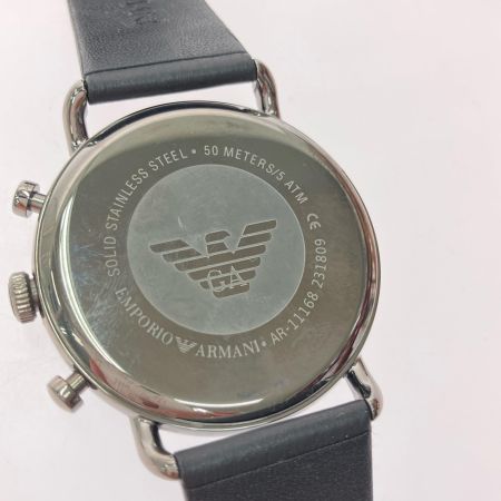  EMPORIO ARMANI エンポリオアルマーニ メンズ腕時計 クオーツ クロノグラフ Aviator アビエーター AR-11168 ブラック