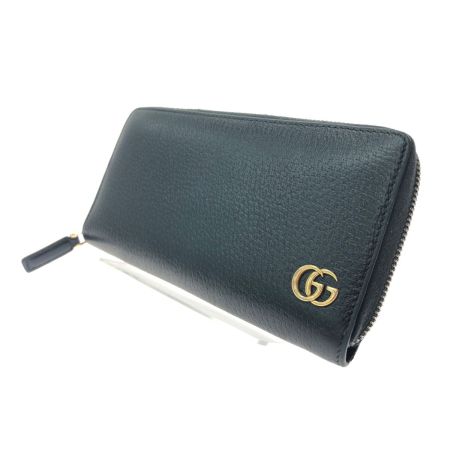  GUCCI グッチ ユニセックス 長財布 ラウンドファスナー GGマーモント  428736 ブラック