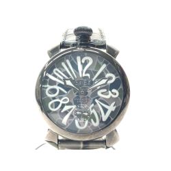 ▼▼ GAGA MILANO ガガミラノ メンズ腕時計 手巻き MANUALE 48 マニュアーレ モザイク MANUALE 48 カーキ Bランク