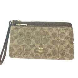 ▼▼ COACH コーチ レディース 長財布 ダブルジップウォレット シグネチャー アウトレット CX161 タン×ブラウン Bランク