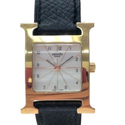 ▼▼ HERMES エルメス レディース腕時計 クオーツ Hウォッチ  HH1.201 ブラック Bランク