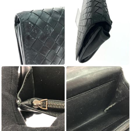  BOTTEGA VENETA ボッテガヴェネタ メンズ 二つ折り長財布 イントレチャート ファスナートップ欠品 156819 ブラック
