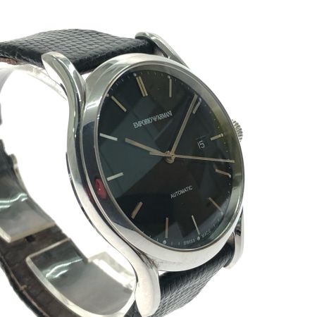  EMPORIO ARMANI エンポリオアルマーニ メンズ腕時計 自動巻き デイト ブラック文字盤 ベルトダメージ ARS-3001