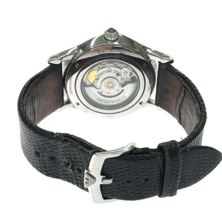  EMPORIO ARMANI エンポリオアルマーニ メンズ腕時計 自動巻き デイト ブラック文字盤 ベルトダメージ ARS-3001