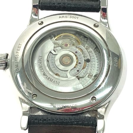  EMPORIO ARMANI エンポリオアルマーニ メンズ腕時計 自動巻き デイト ブラック文字盤 ベルトダメージ ARS-3001