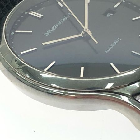  EMPORIO ARMANI エンポリオアルマーニ メンズ腕時計 自動巻き デイト ブラック文字盤 ベルトダメージ ARS-3001