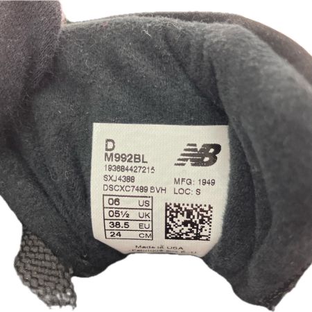  NEW BALANCE ニュー・バランス レディース スニーカー MADE IN U.S.A. width:D スエード 24cm タグ付 M992BL ブラック