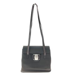  Ferragamo フェラガモ レディース ショルダーバッグ キャンバス×レザー フラップ ブラウン Bランク