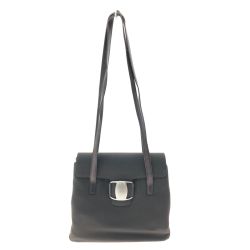 ▼▼ Ferragamo サルヴァトーレフェラガモ  レディース ショルダーバッグ キャンバス×レザー フラップ ブラウン Bランク