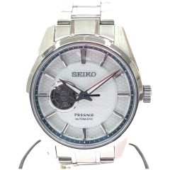  SEIKO セイコー メンズ腕時計 自動巻き シャープエッジシリーズ プレサージュ 裏スケルトン 6R38-00A0 Bランク