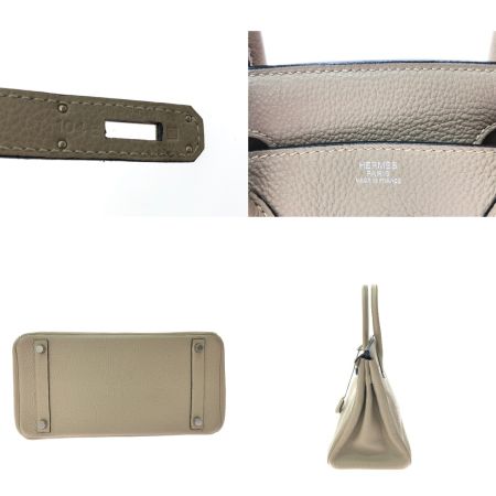  HERMES エルメス ハンドバッグ バーキン30 104E/□K/2019年製 シルバー金具 クロシェット・カデナ・鍵有 トゥルティエールグレー