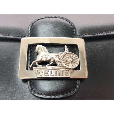  CELINE セリーヌ レディース ショルダーバッグ ヴィンテージ 馬車金具 シルバー金具 オールド ブラック